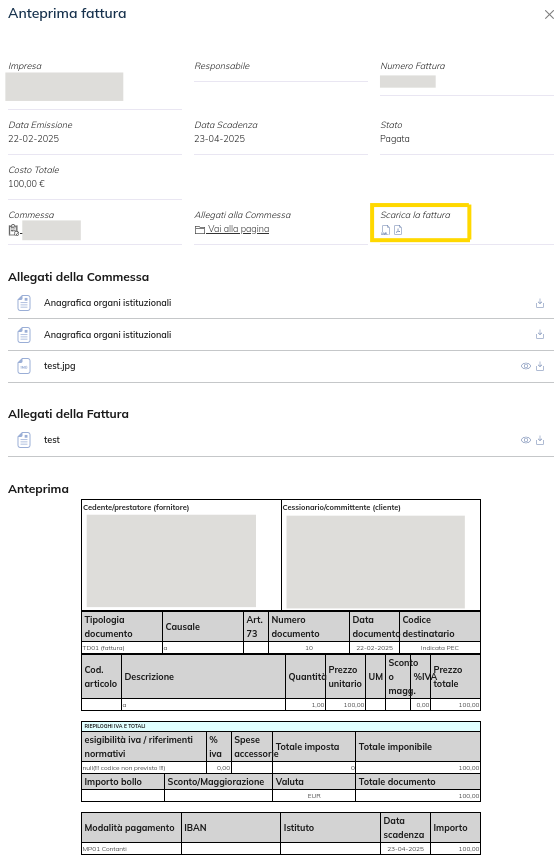 Immagine Dettagli fattura