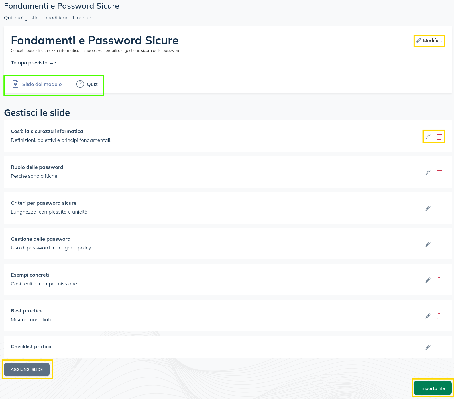 Immagine Learning admin slides