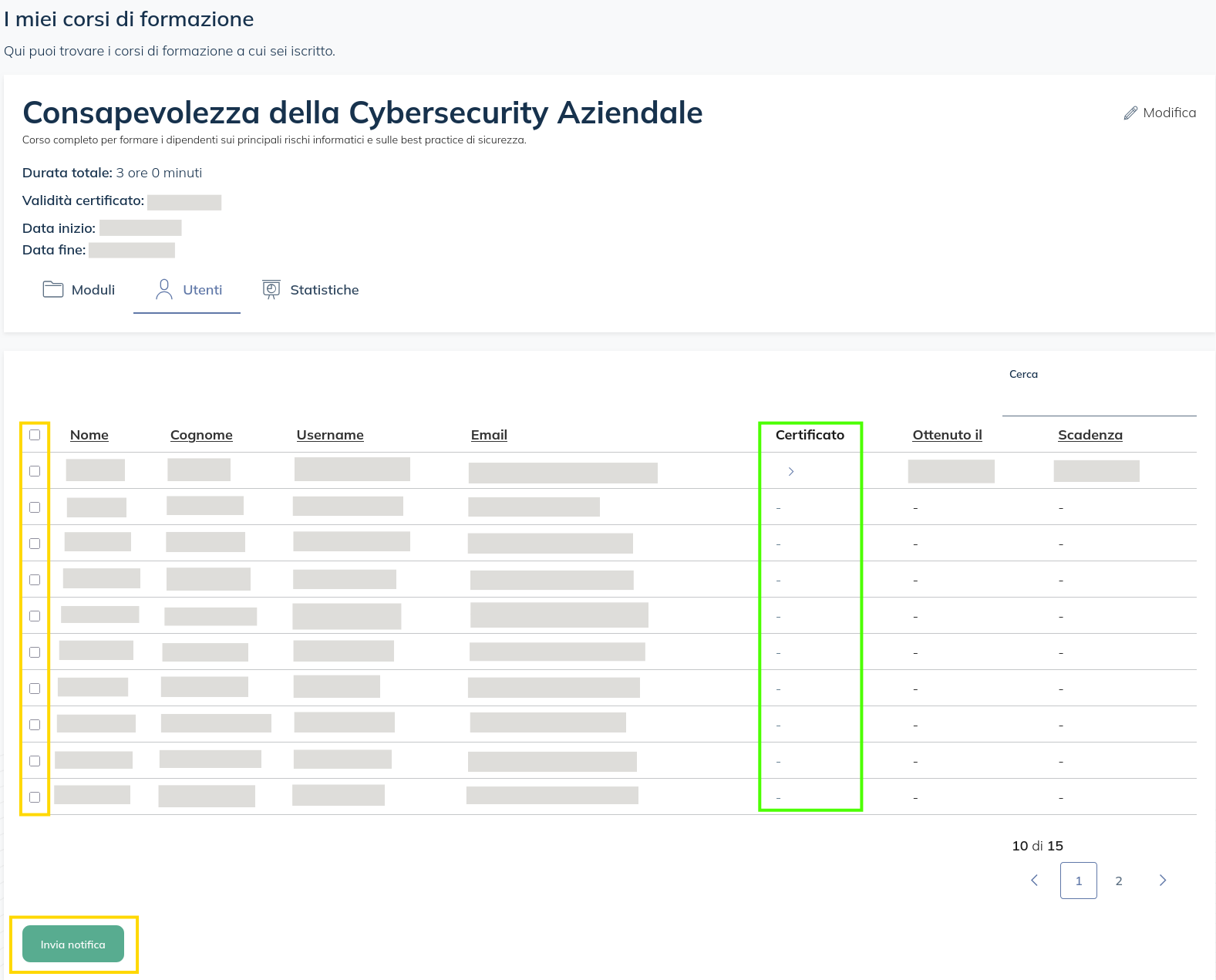 Immagine Learning admin users